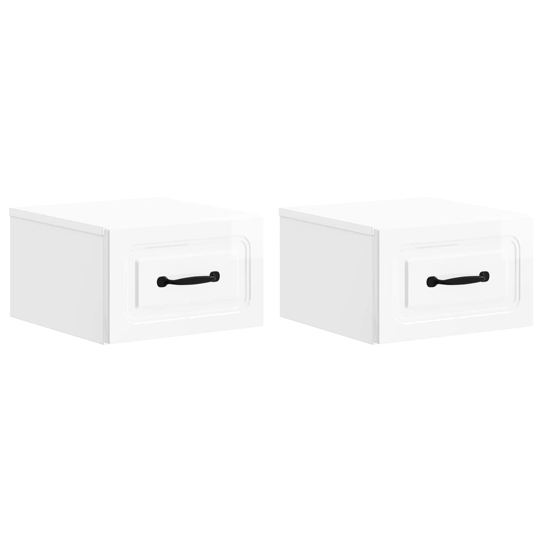 Væghængt Natbord 2 pcs Hvid højglans 34,5 x 33 x 20 cm
