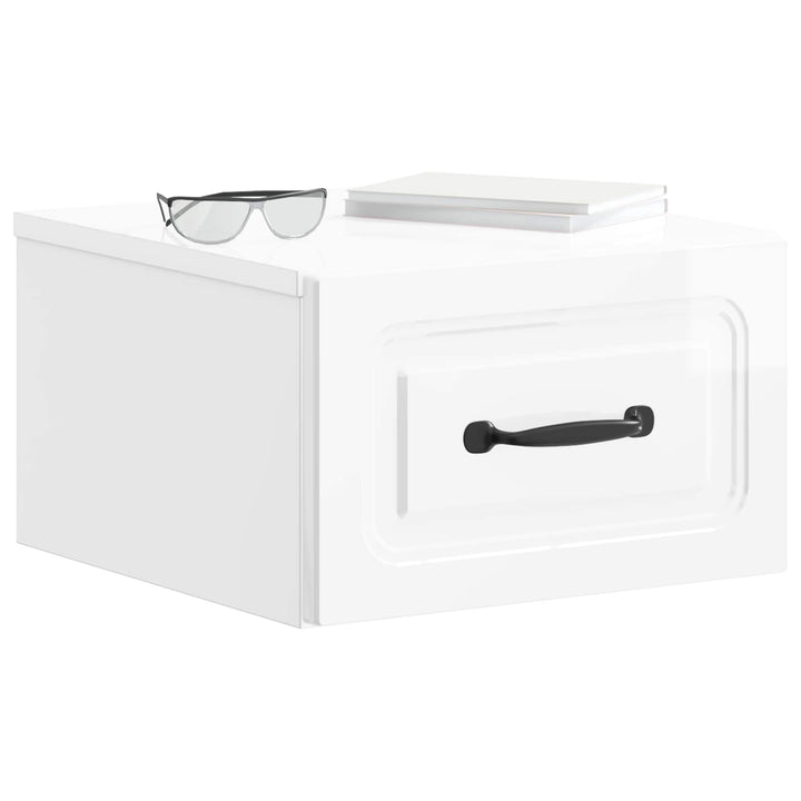 Væghængt Natbord 2 pcs Hvid højglans 34,5 x 33 x 20 cm