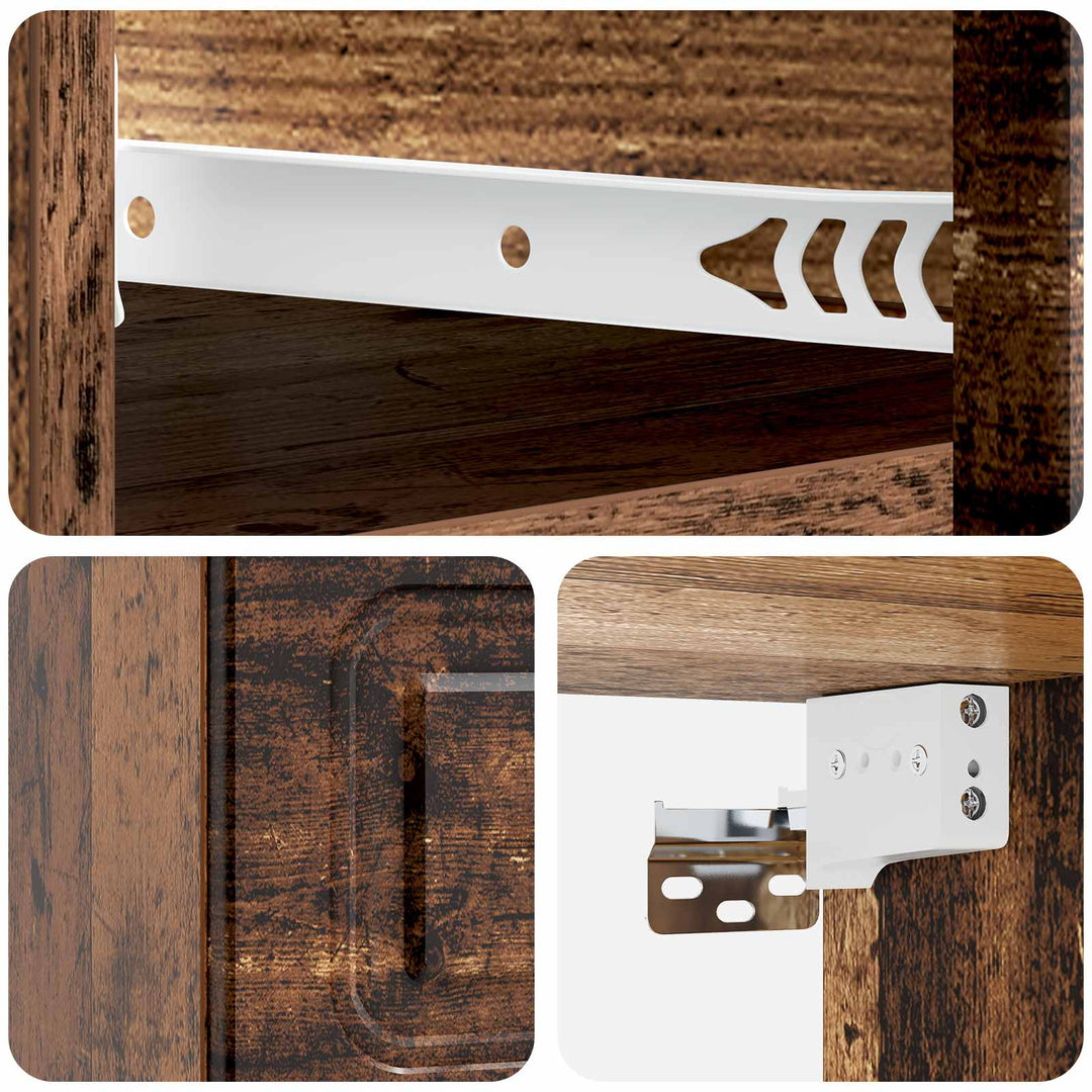 Væghængt Natbord med skuffe 2 pcs Gammelt træ 34,5 x 33 x 20 cm