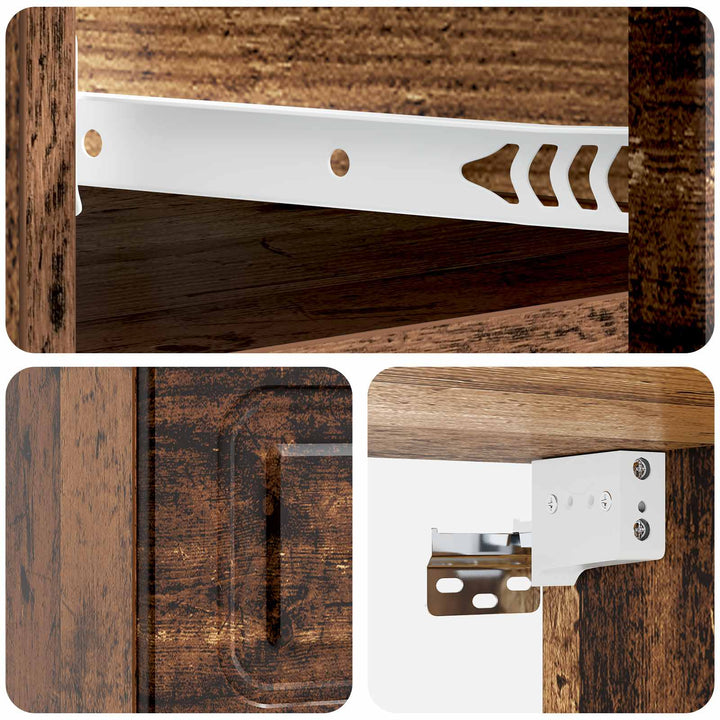 Væghængt Natbord med skuffe 2 pcs Gammelt træ 34,5 x 33 x 20 cm