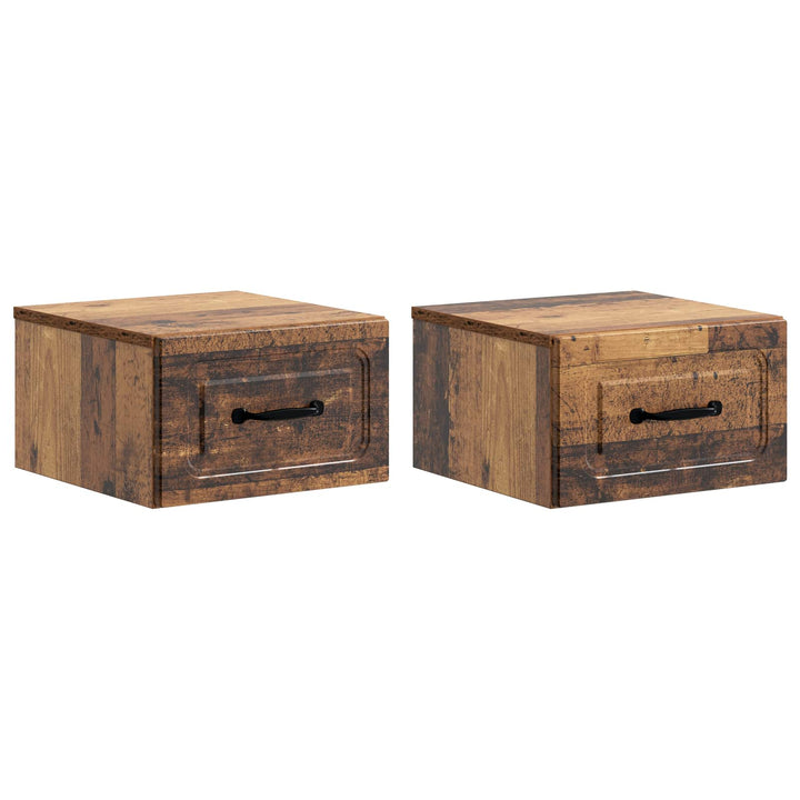 Væghængt Natbord med skuffe 2 pcs Gammelt træ 34,5 x 33 x 20 cm