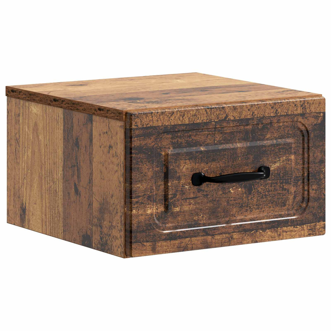 Væghængt Natbord med skuffe 2 pcs Gammelt træ 34,5 x 33 x 20 cm