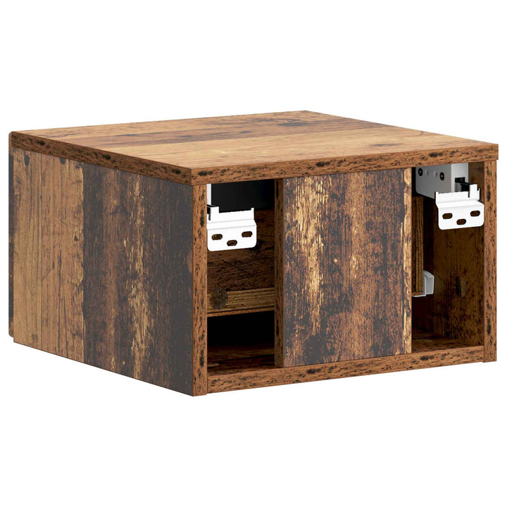 Væghængt Natbord med skuffe 2 pcs Gammelt træ 34,5 x 33 x 20 cm