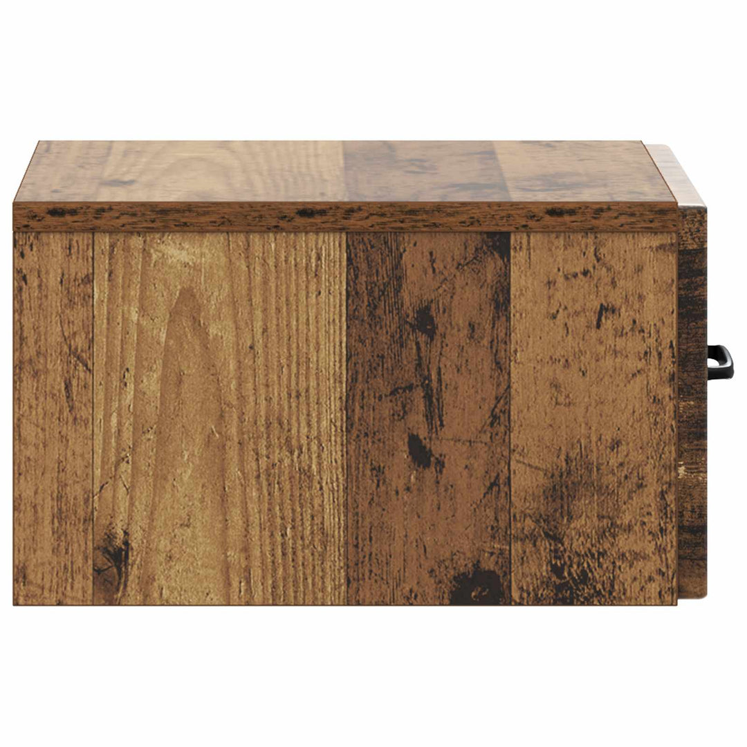 Væghængt Natbord med skuffe 2 pcs Gammelt træ 34,5 x 33 x 20 cm