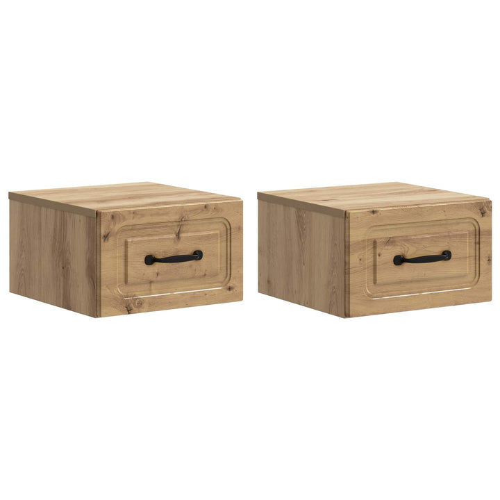 Væghængt Natbord med skuffe 2 pcs Artisan-eg 34,5 x 33 x 20 cm