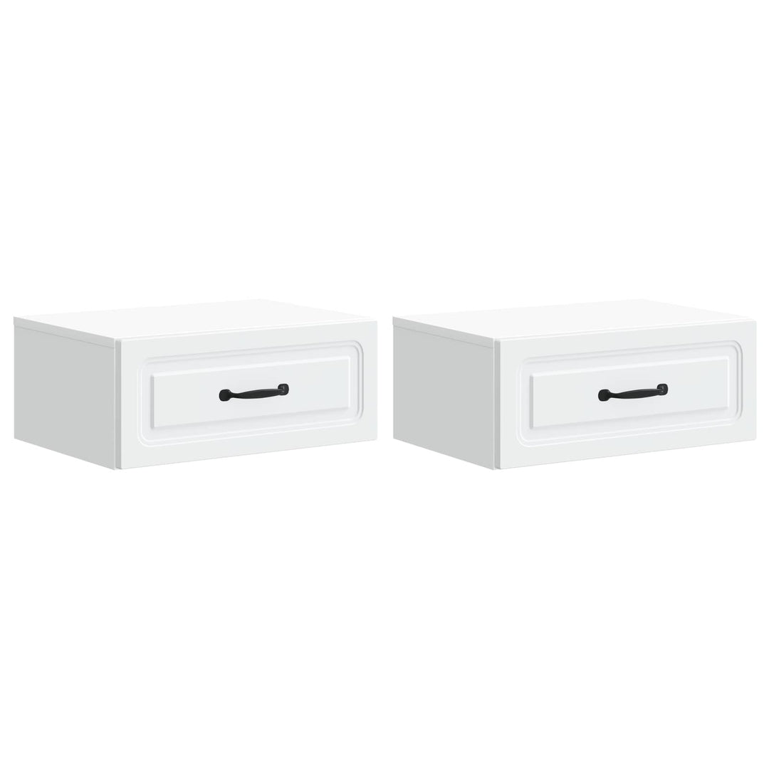 Væghængt Natbord 2 pcs Hvid 49 x 34,5 x 20 cm Konstrueret træ