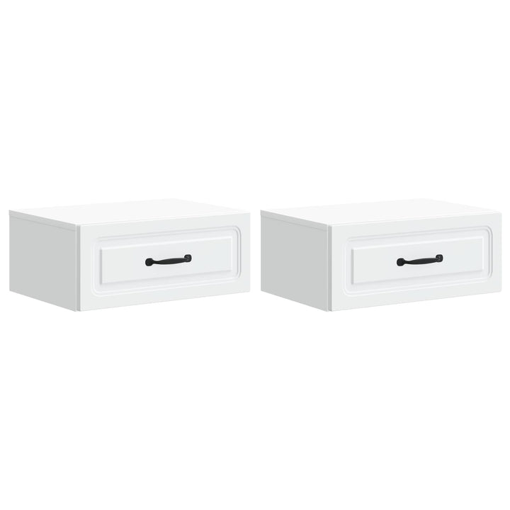 Væghængt Natbord 2 pcs Hvid 49 x 34,5 x 20 cm Konstrueret træ
