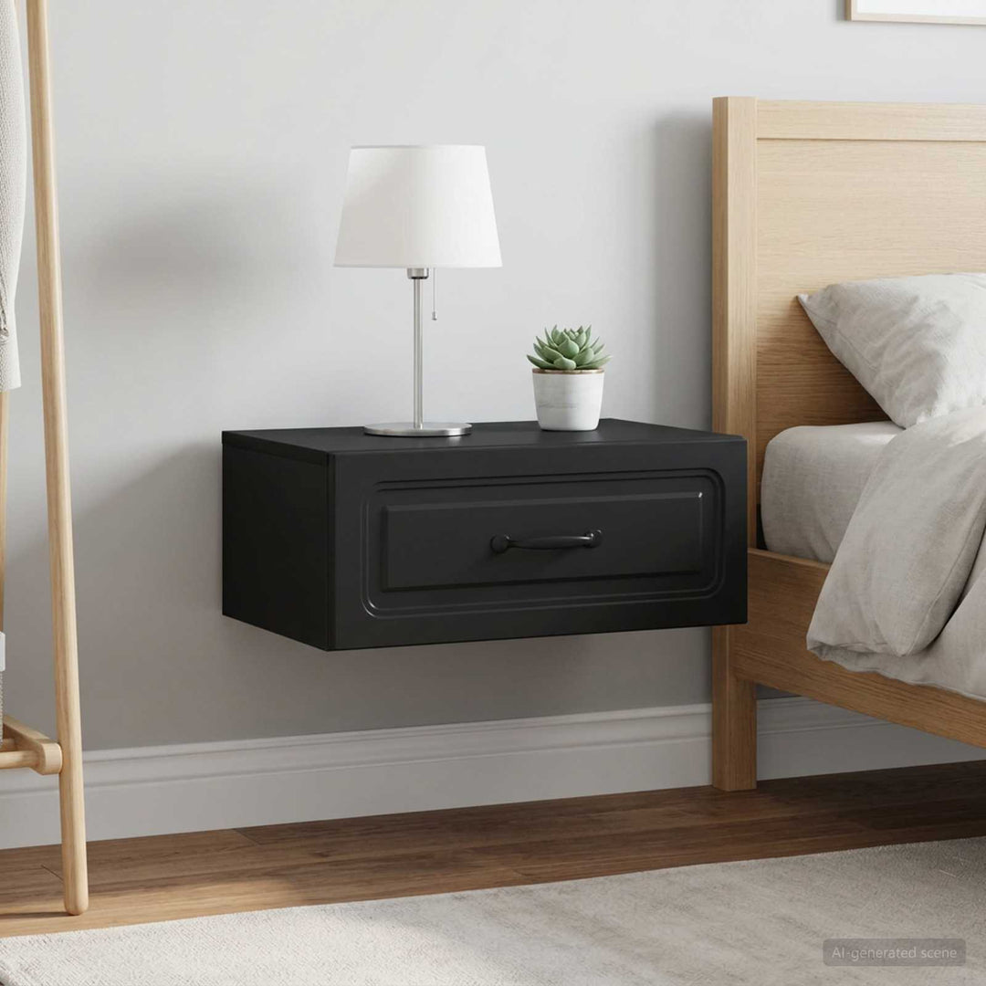 Væghængt Natbord 2 pcs Sort 49 x 34,5 x 20 cm Konstrueret træ