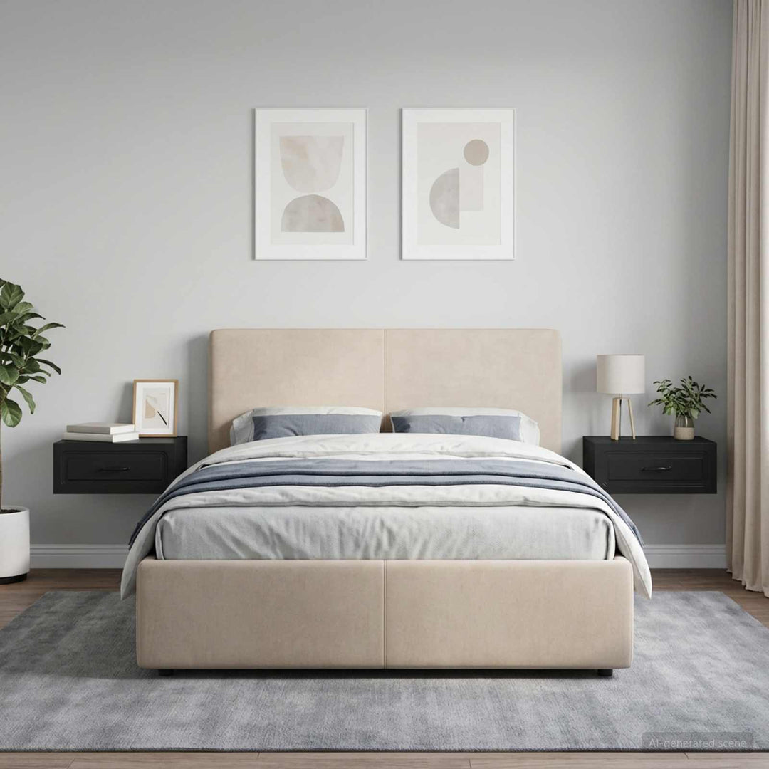 Væghængt Natbord 2 pcs Sort 49 x 34,5 x 20 cm Konstrueret træ