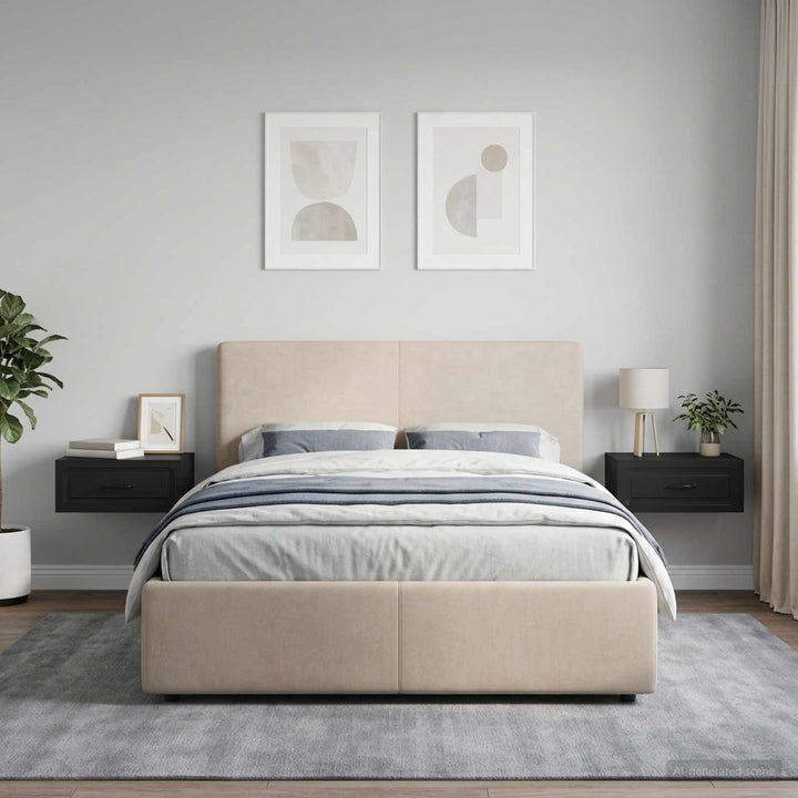 Væghængt Natbord 2 pcs Sort 49 x 34,5 x 20 cm Konstrueret træ