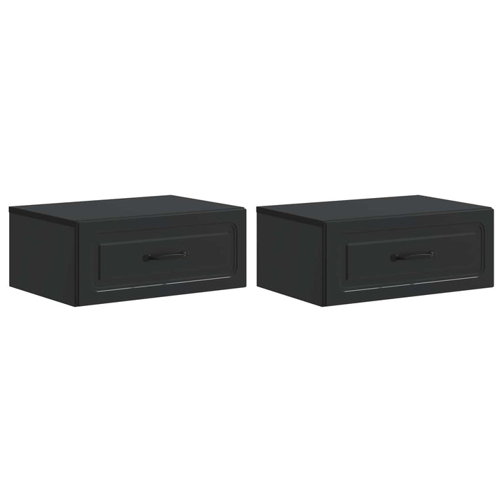 Væghængt Natbord 2 pcs Sort 49 x 34,5 x 20 cm Konstrueret træ