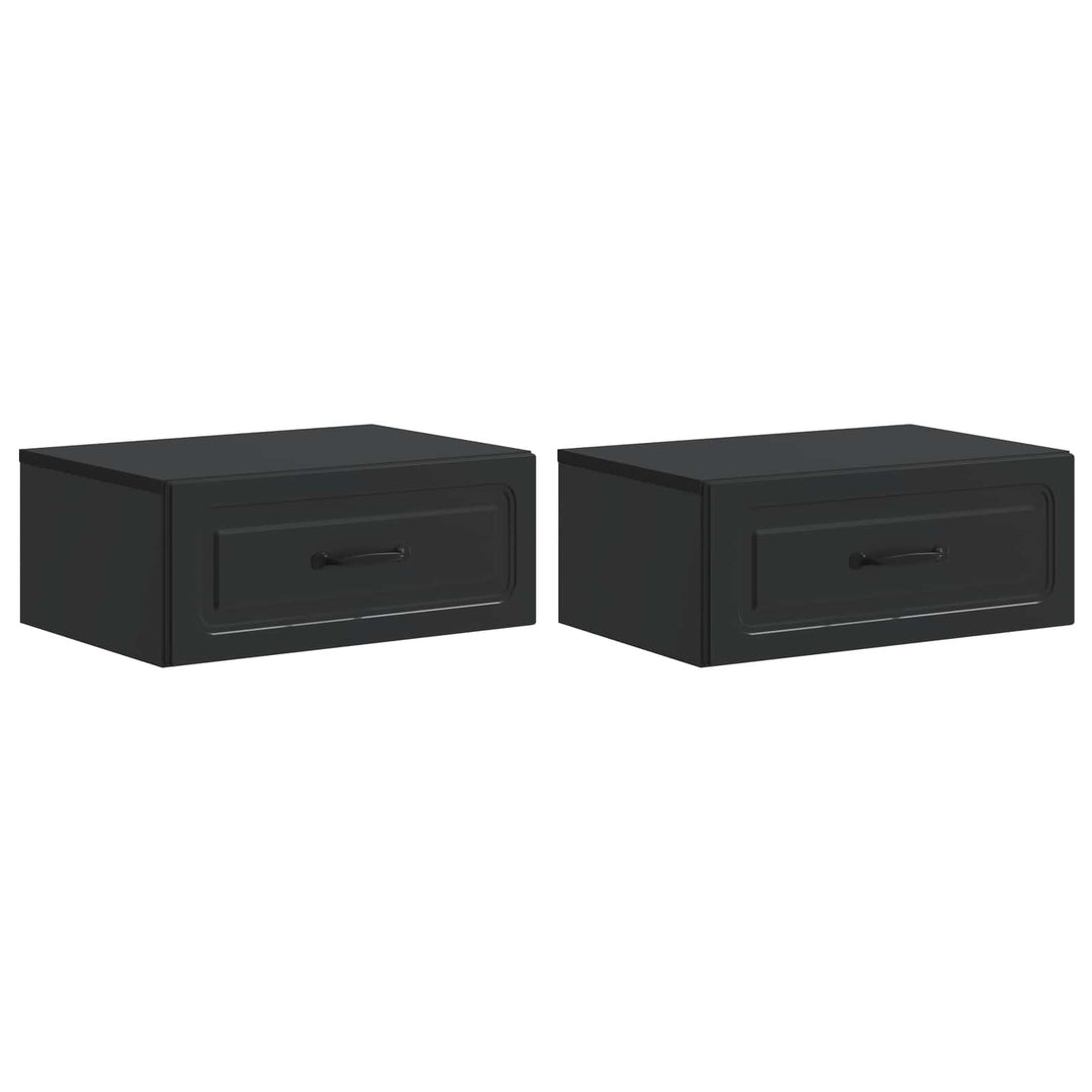 Væghængt Natbord 2 pcs Sort 49 x 34,5 x 20 cm Konstrueret træ