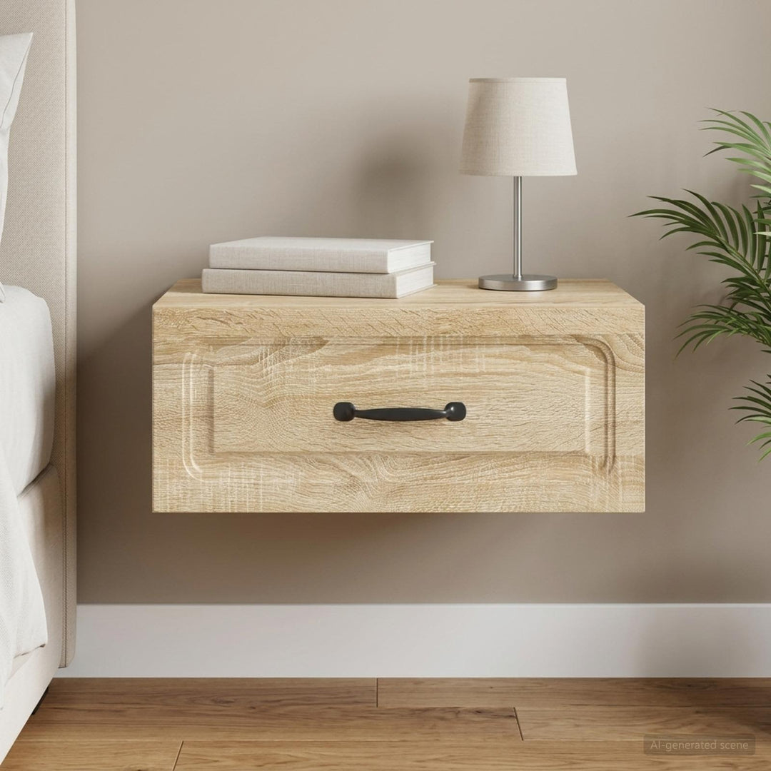 Væghængt Natbord Sonoma-eg 49 x 34,5 x 20 cm Konstrueret træ