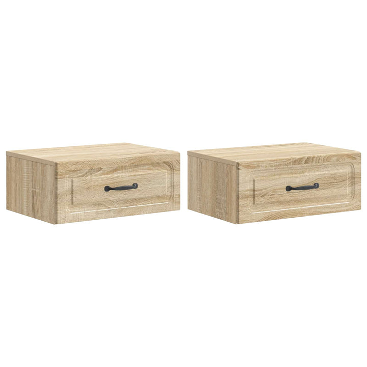 Væghængt Natbord med skuffe 2 pcs Sonoma-eg 49 x 34,5 x 20 cm