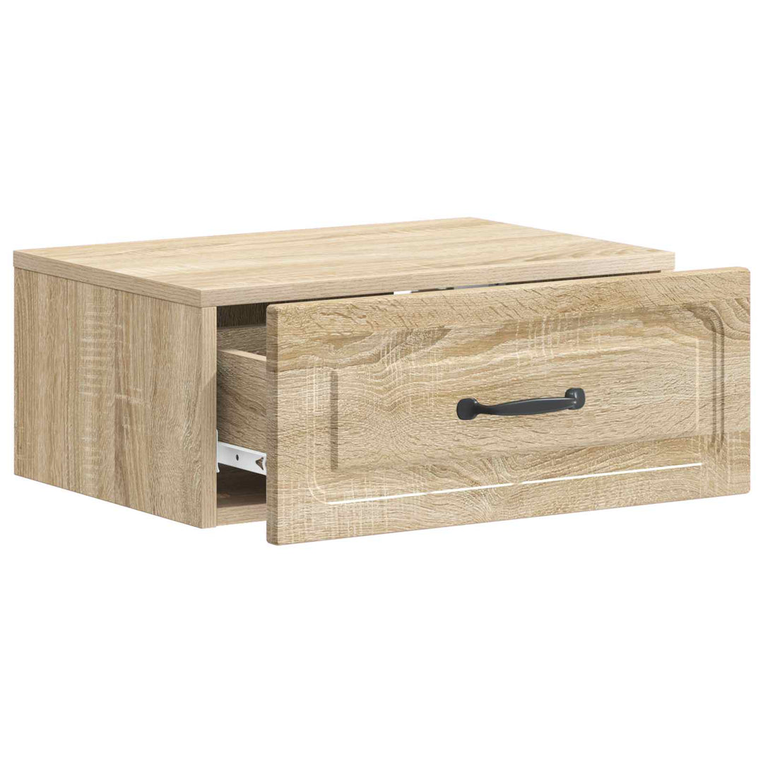 Væghængt Natbord med skuffe 2 pcs Sonoma-eg 49 x 34,5 x 20 cm