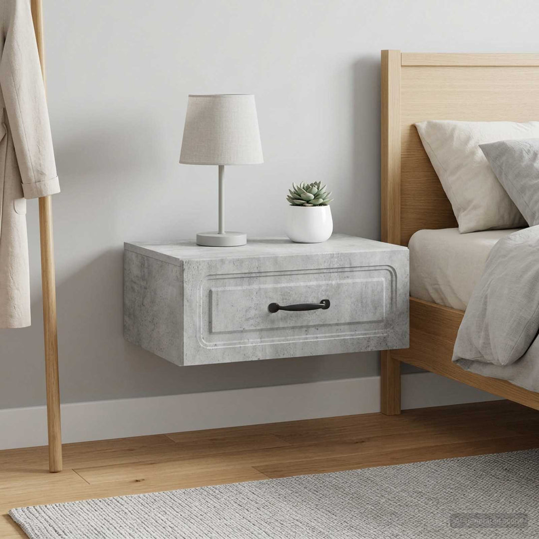 Væghængt Natbord med skuffe 2 pcs Betongrå 49 x 34,5 x 20 cm