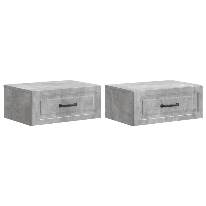 Væghængt Natbord med skuffe 2 pcs Betongrå 49 x 34,5 x 20 cm