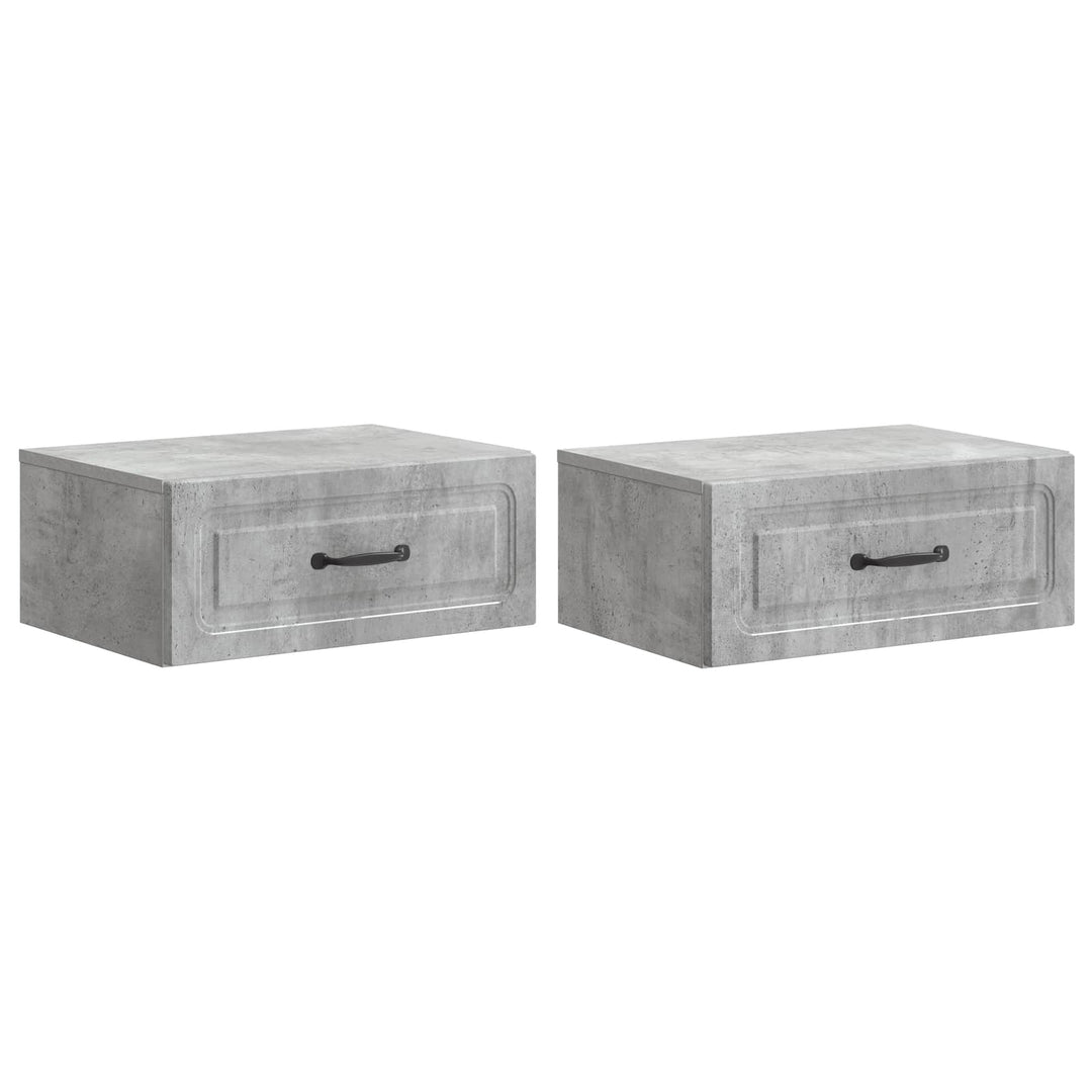 Væghængt Natbord med skuffe 2 pcs Betongrå 49 x 34,5 x 20 cm