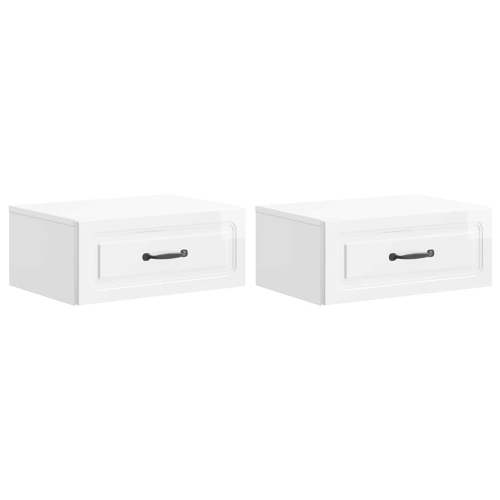 Væghængt Natbord 2 pcs Hvid højglans 49 x 34,5 x 20 cm