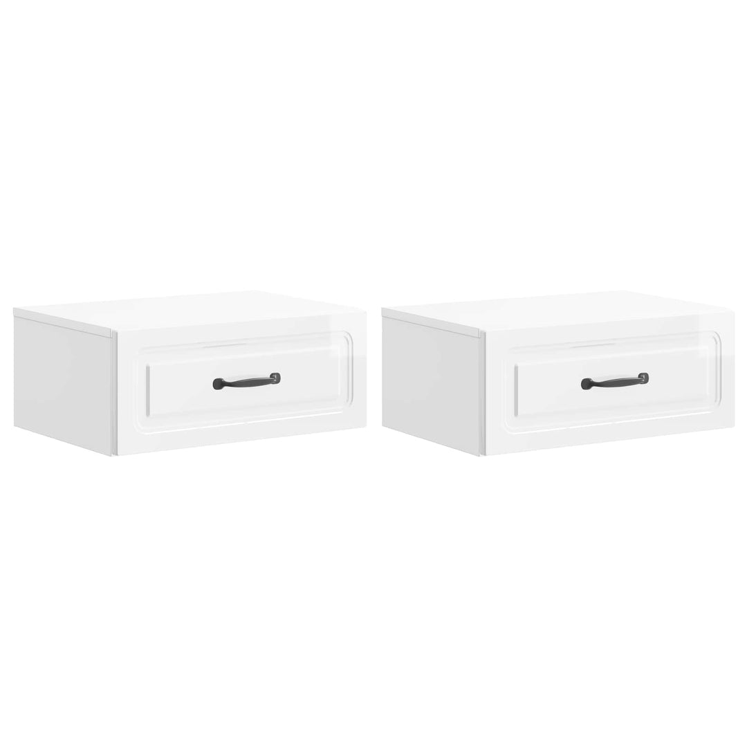 Væghængt Natbord 2 pcs Hvid højglans 49 x 34,5 x 20 cm