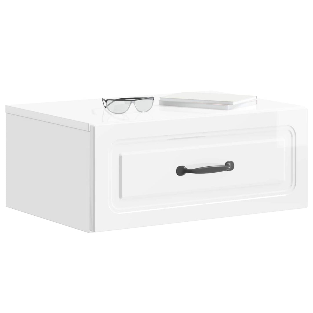 Væghængt Natbord 2 pcs Hvid højglans 49 x 34,5 x 20 cm