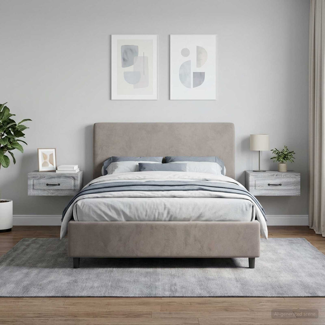 Væghængt Natbord 2 pcs Grå sonoma-eg 49 x 34,5 x 20 cm