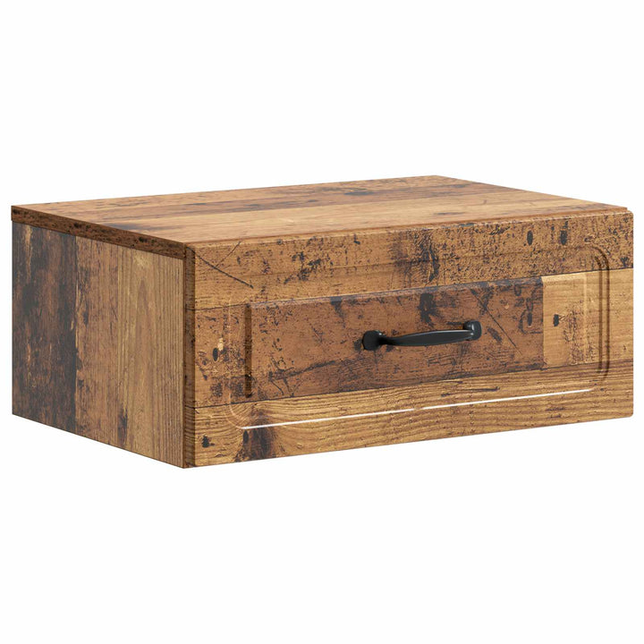 Væghængt Natbord med skuffe 2 pcs Gammelt træ 49 x 34,5 x 20 cm