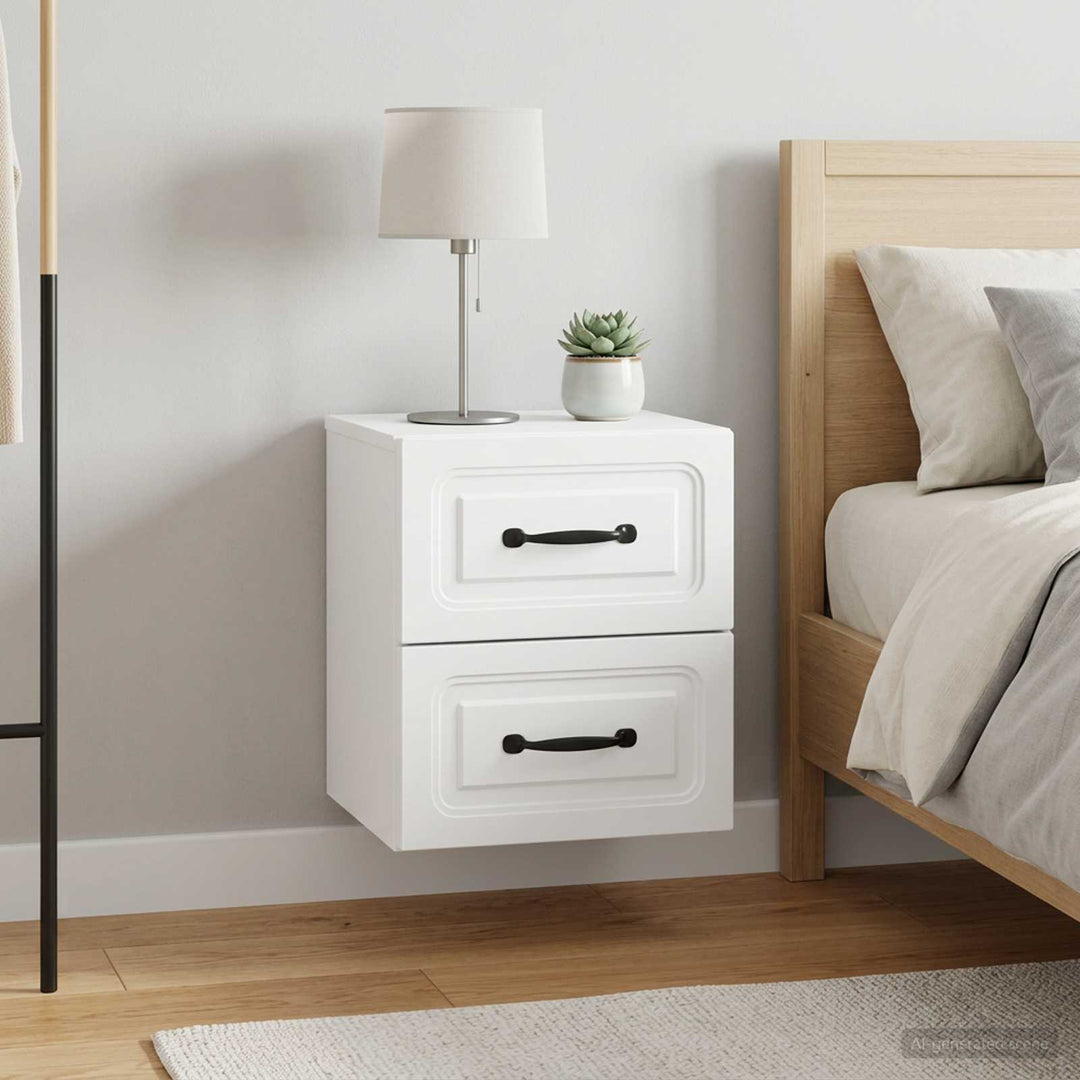 Væghængt Natbord 2 pcs Hvid 34,5 x 33 x 40 cm Konstrueret træ