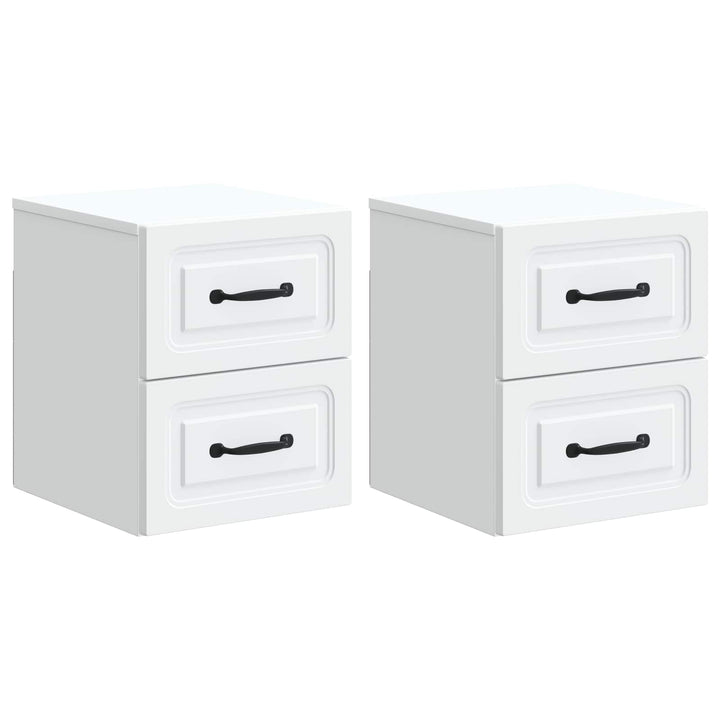 Væghængt Natbord 2 pcs Hvid 34,5 x 33 x 40 cm Konstrueret træ