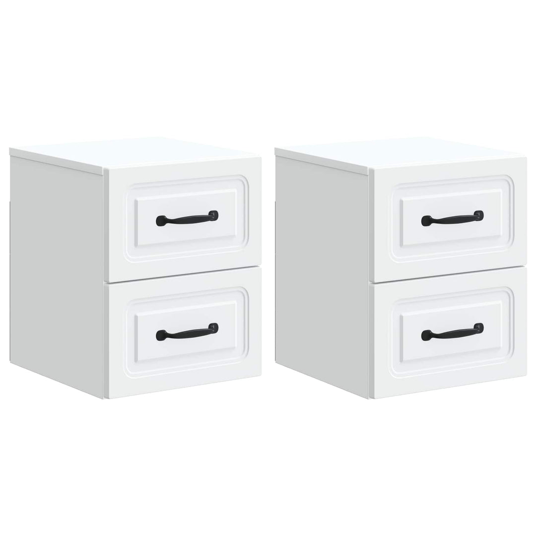 Væghængt Natbord 2 pcs Hvid 34,5 x 33 x 40 cm Konstrueret træ