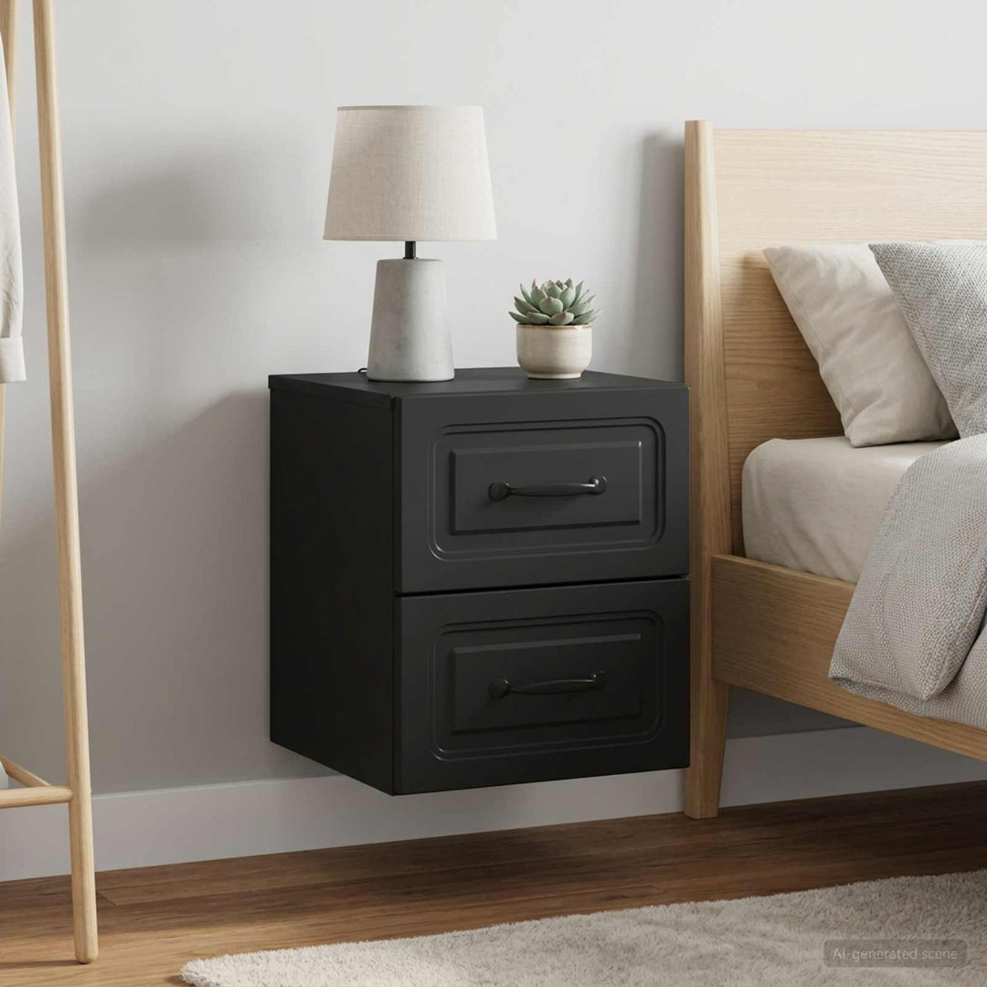 Væghængt Natbord 2 pcs Sort 34,5 x 33 x 40 cm Konstrueret træ