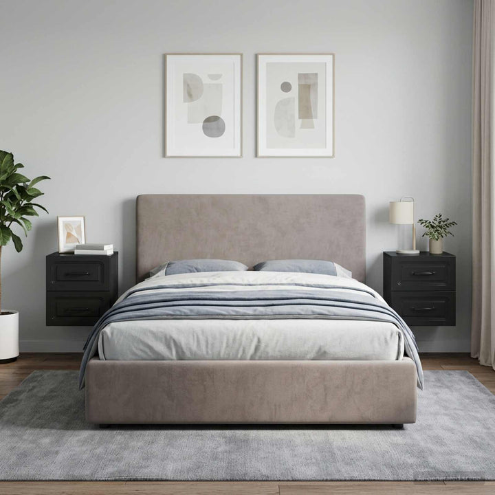 Væghængt Natbord 2 pcs Sort 34,5 x 33 x 40 cm Konstrueret træ