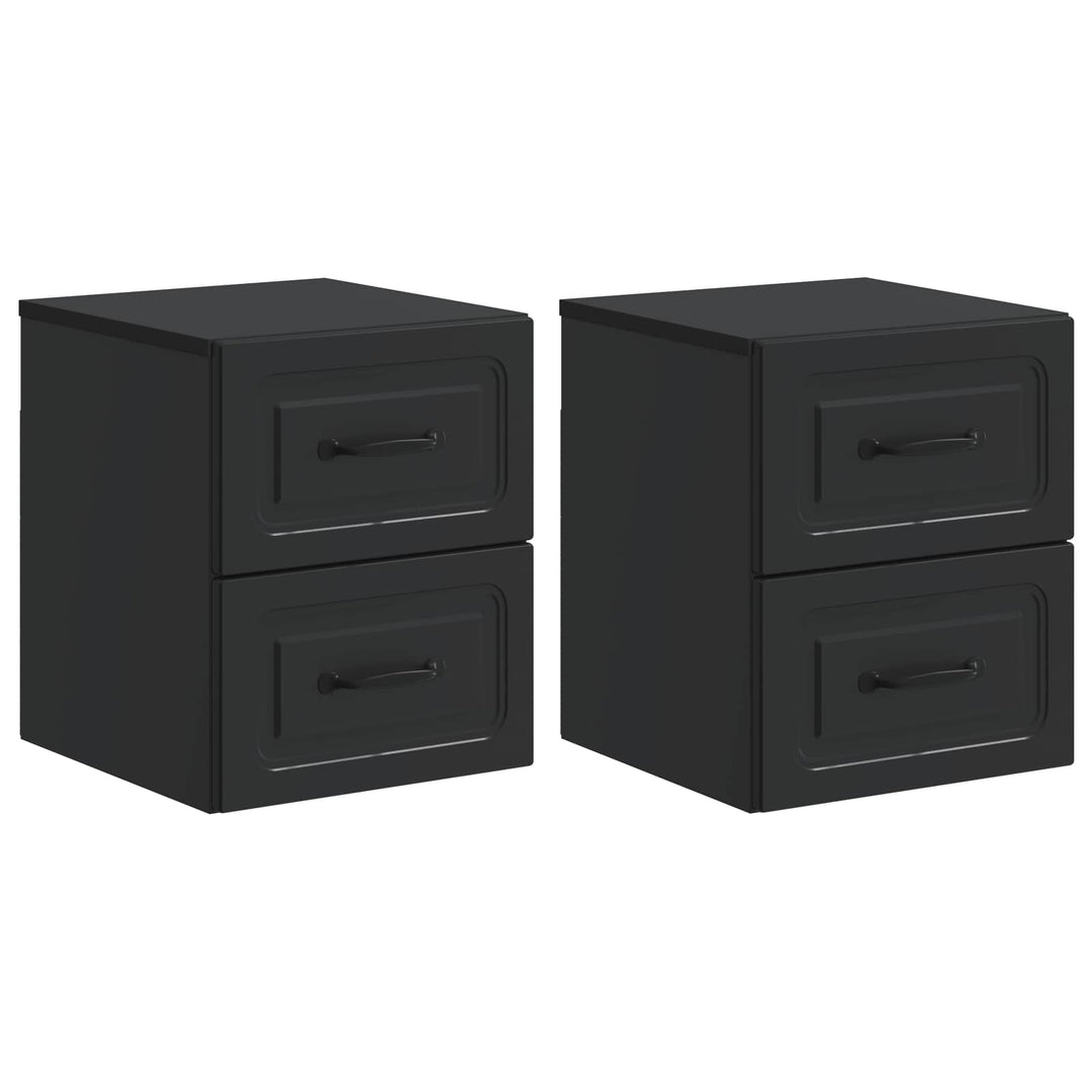 Væghængt Natbord 2 pcs Sort 34,5 x 33 x 40 cm Konstrueret træ