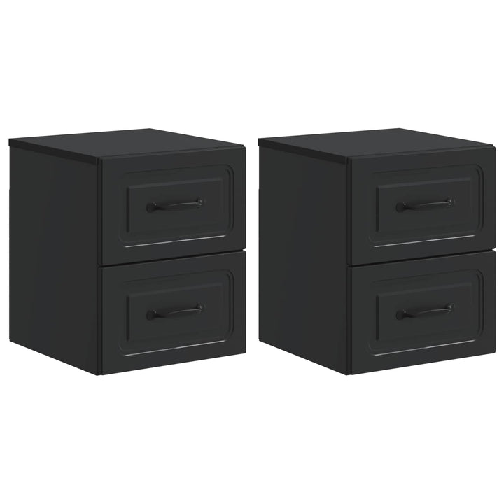 Væghængt Natbord 2 pcs Sort 34,5 x 33 x 40 cm Konstrueret træ