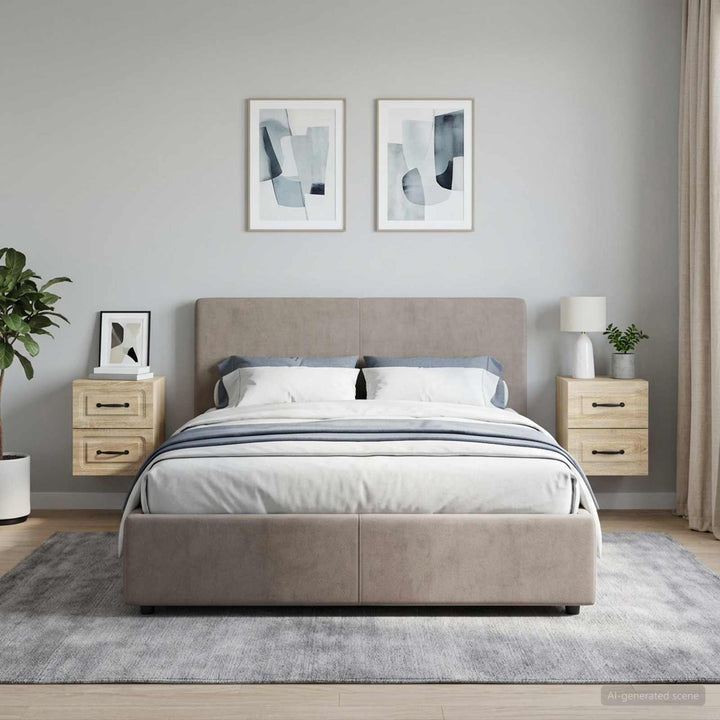 Væghængt Natbord med skuffe 2 pcs Sonoma-eg 34,5 x 33 x 40 cm