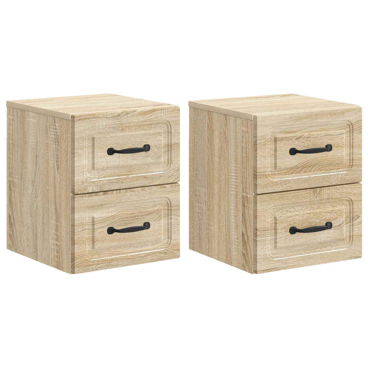 Væghængt Natbord med skuffe 2 pcs Sonoma-eg 34,5 x 33 x 40 cm