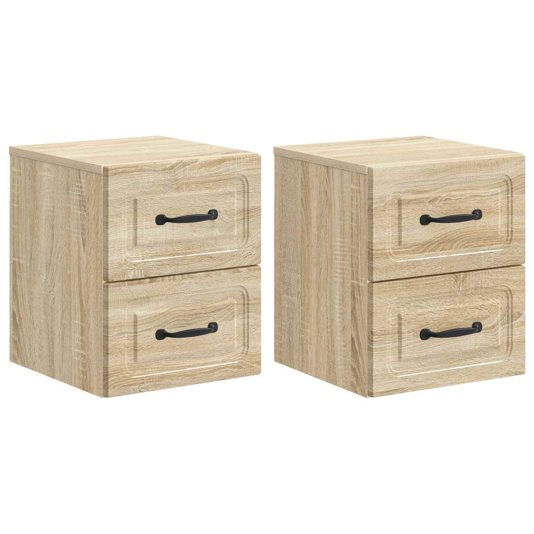 Væghængt Natbord med skuffe 2 pcs Sonoma-eg 34,5 x 33 x 40 cm