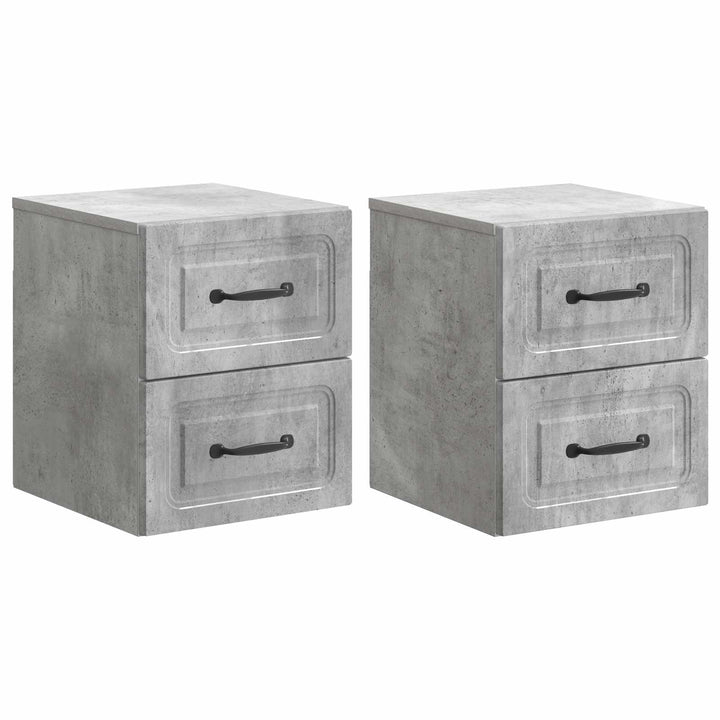 Væghængt Natbord med skuffe 2 pcs Betongrå 34,5 x 33 x 40 cm