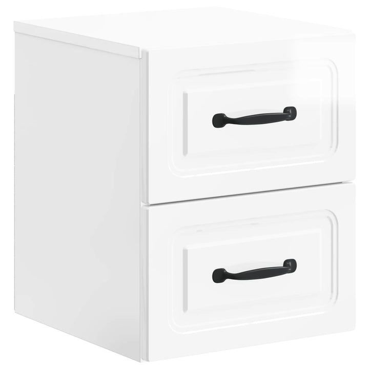 Væghængt Natbord 2 pcs Hvid højglans 34,5 x 33 x 40 cm