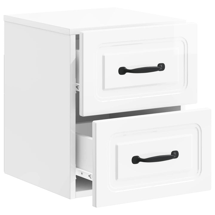 Væghængt Natbord 2 pcs Hvid højglans 34,5 x 33 x 40 cm