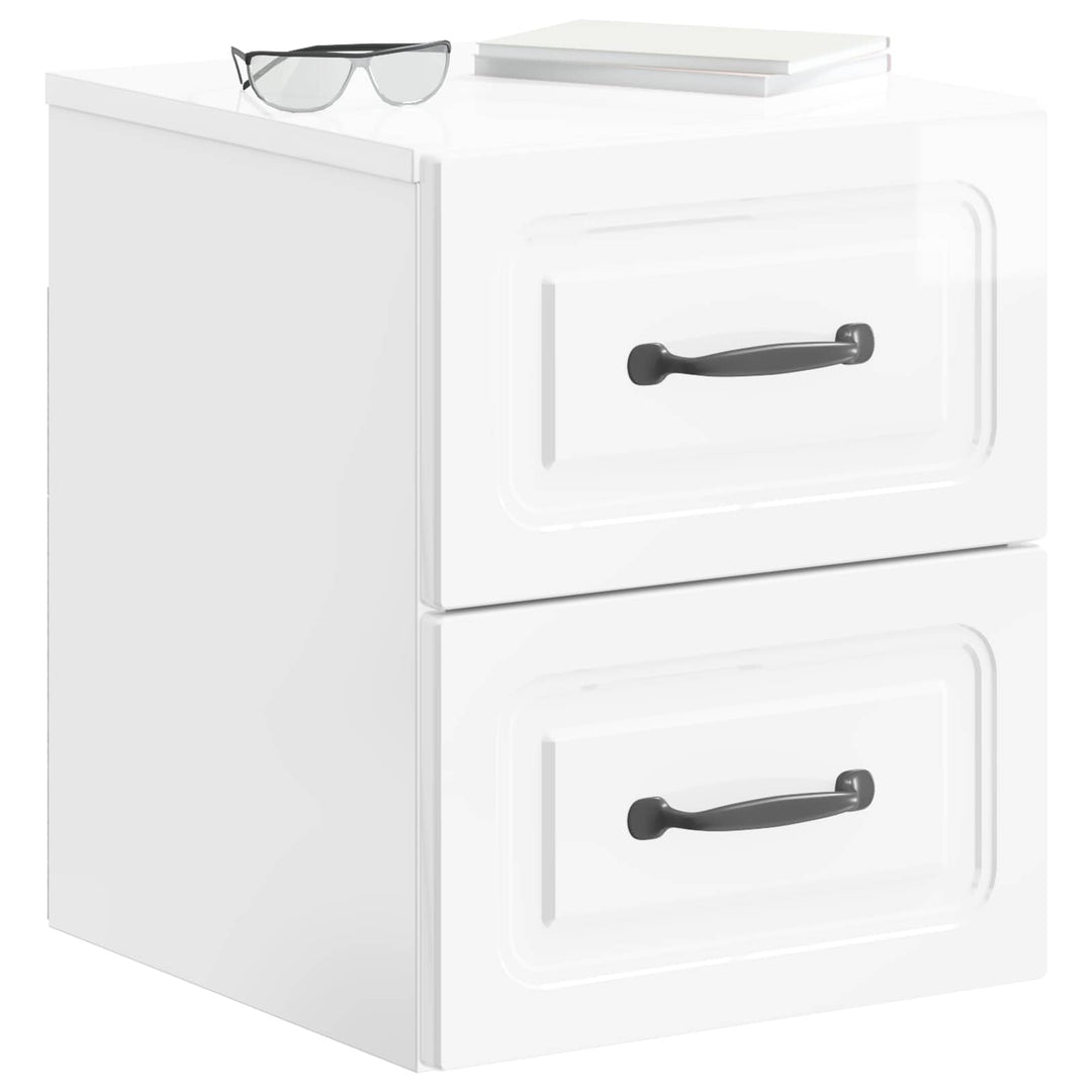 Væghængt Natbord 2 pcs Hvid højglans 34,5 x 33 x 40 cm