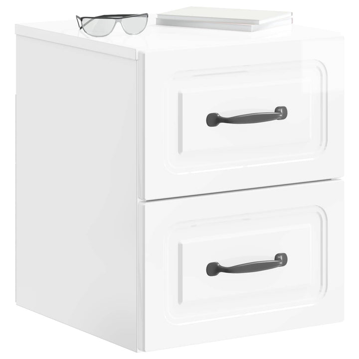 Væghængt Natbord 2 pcs Hvid højglans 34,5 x 33 x 40 cm