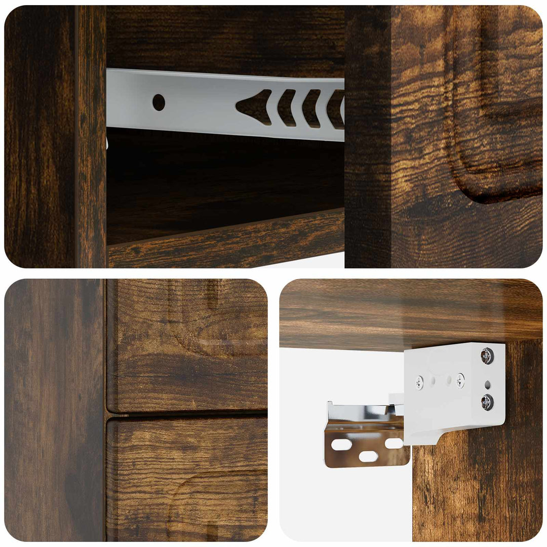 Væghængt Natbord med skuffe 2 pcs Røget eg 34,5 x 33 x 40 cm