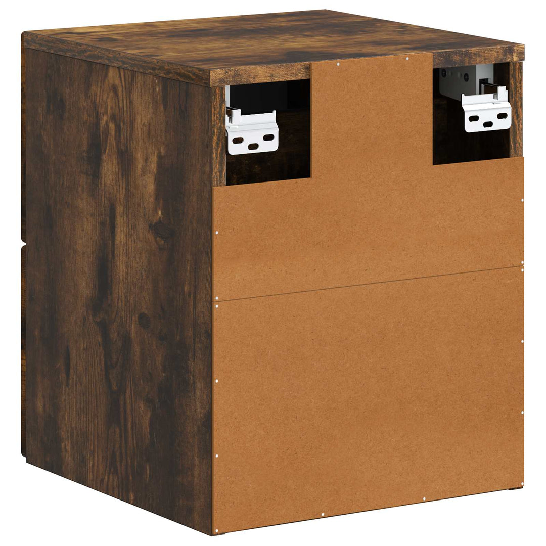 Væghængt Natbord med skuffe 2 pcs Røget eg 34,5 x 33 x 40 cm