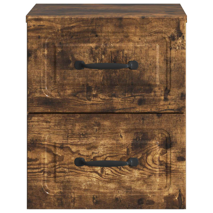 Væghængt Natbord med skuffe 2 pcs Røget eg 34,5 x 33 x 40 cm