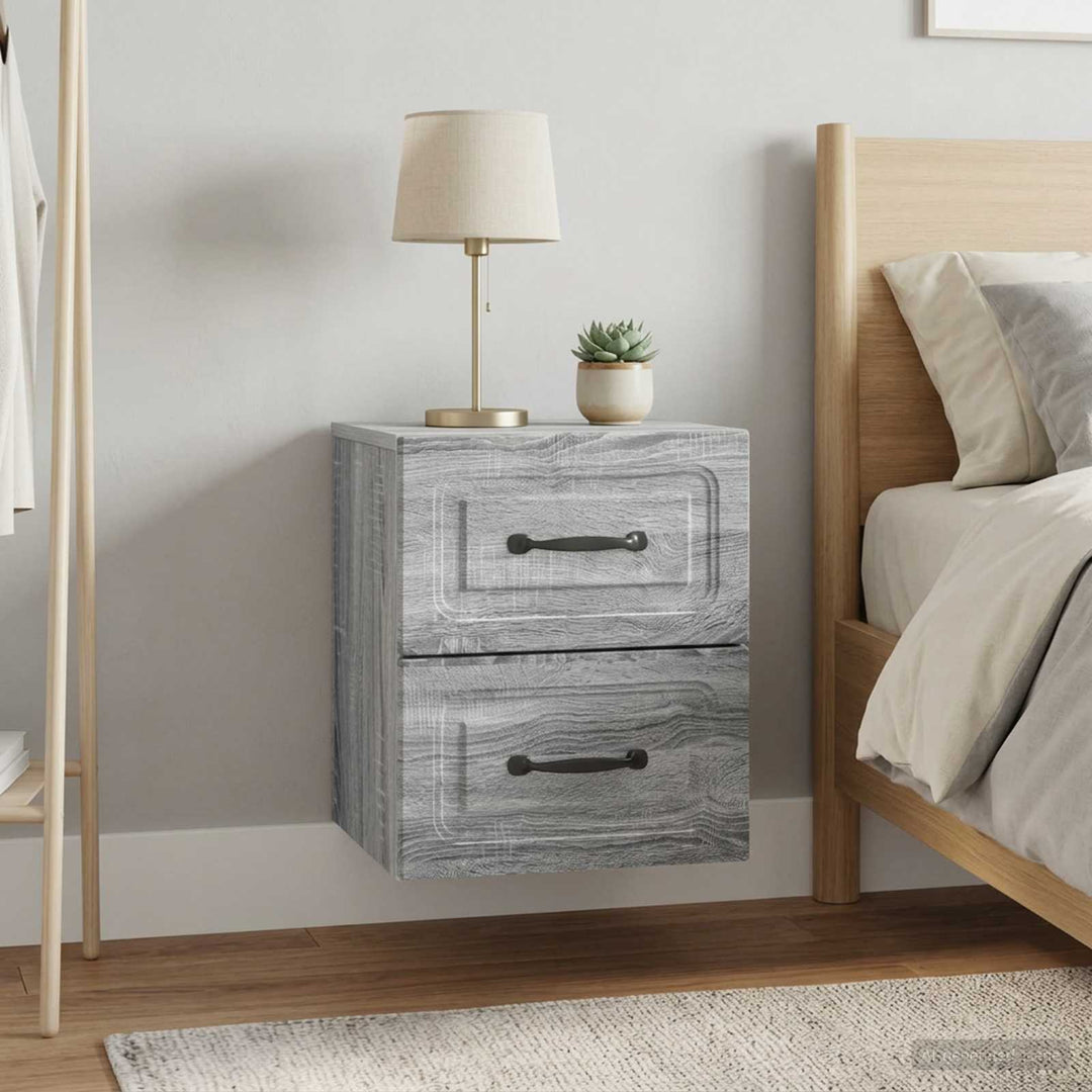 Væghængt Natbord 2 pcs Grå sonoma-eg 34,5 x 33 x 40 cm