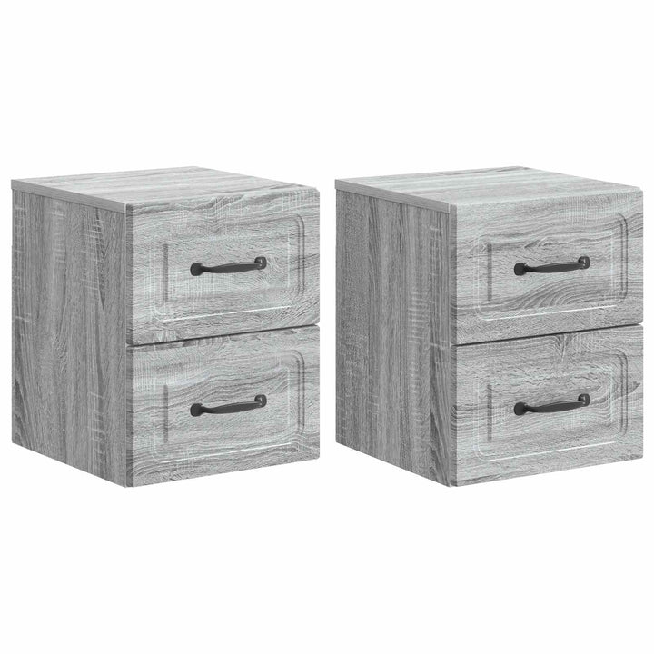 Væghængt Natbord 2 pcs Grå sonoma-eg 34,5 x 33 x 40 cm