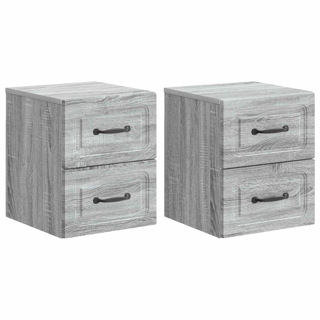 Væghængt Natbord 2 pcs Grå sonoma-eg 34,5 x 33 x 40 cm