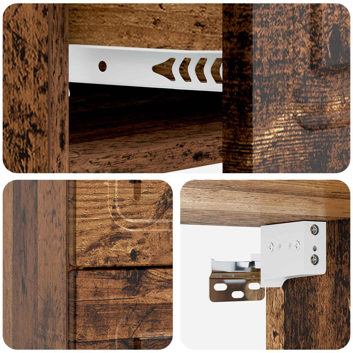 Væghængt Natbord med skuffe 2 pcs Gammelt træ 34,5 x 33 x 40 cm