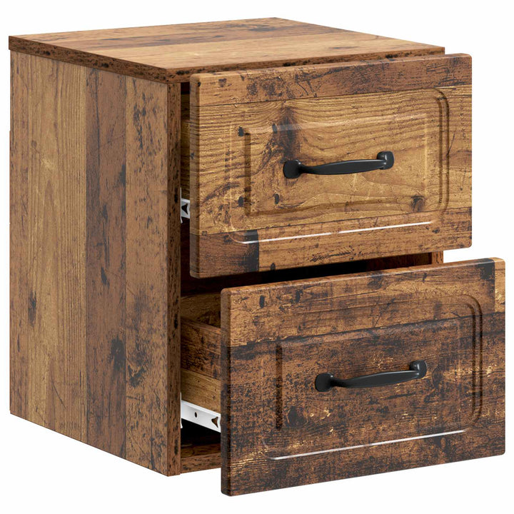 Væghængt Natbord med skuffe 2 pcs Gammelt træ 34,5 x 33 x 40 cm